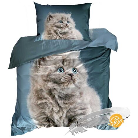 3D Baumwollsatin Bettwäsche 140x200cm CAT PERSIA