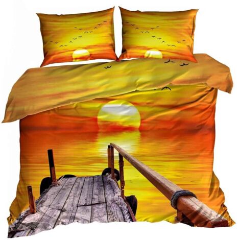 3D Baumwollsatin Bettwäsche 160x200cm SUNSET