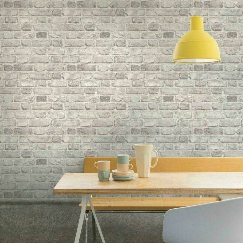 Mm_unverified_brand - Realistic 3D Grey Vintage Brick Effect Rustic Textured Vinyl Wallpaper A28903