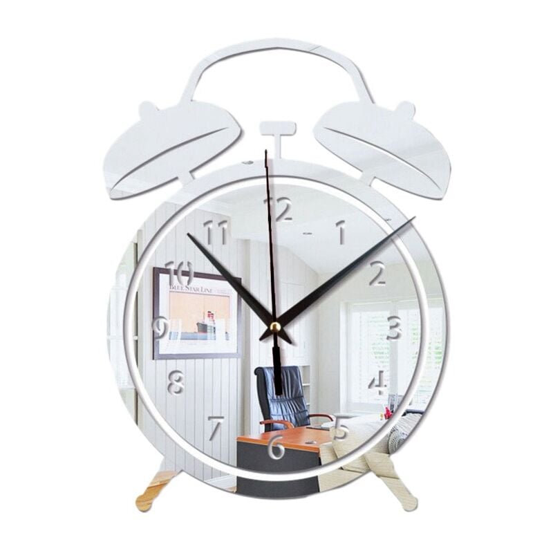 3D Bricolage Grande Taille Horloge Murale Batterie Silencieuse Non Cicatrice Quartz StéRéO Montre Horloge pour Chambre Salon DéCor, Argent