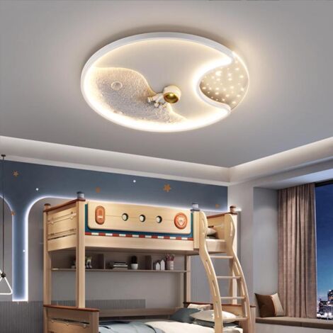 3D cartoon astronaut moon LED ceiling light, children's bedroom ceiling light