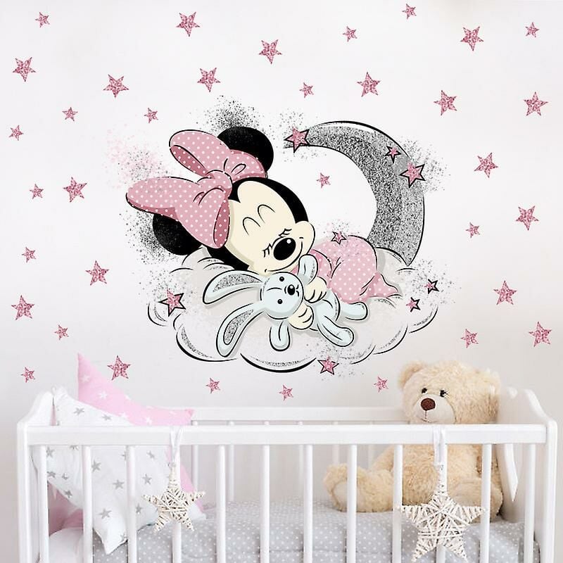 3d dessin animé Mickey Minnie Mouse bébé maison décalcomanies Stickers muraux pour chambre d'enfants princesse chambre autocollant