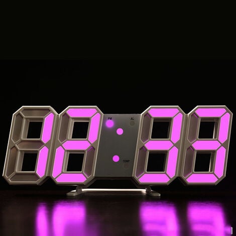 Devenirriche Wecker 3D-LED-Digital wecker, Schreibtisch, Wand, moderner  Wecker Rosa