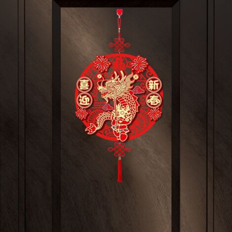 3D-Drachen-Tür- und Fensterdekorationen für das chinesische Neujahr – Party-Türaufkleber