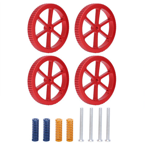3D-Drucker-Nivellierungsset – 4 rote Aluminiummuttern, 4 Heizstäbe, 4 Federn – Kompatibel mit Ender 3/5, CR-10