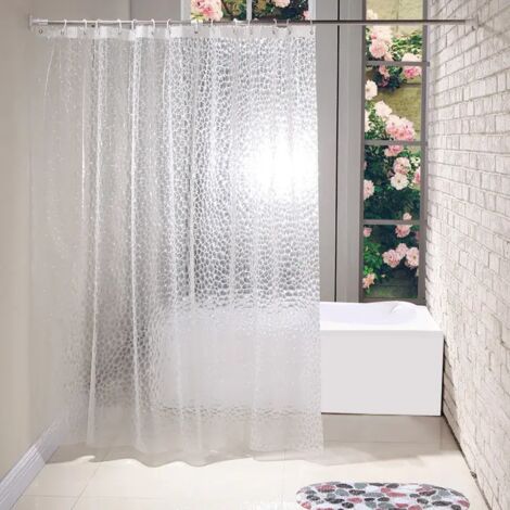 3D-Duschvorhang, wasserdicht, mit 12 transparenten Haken, 180 x 180 cm, für Badezimmerdekoration