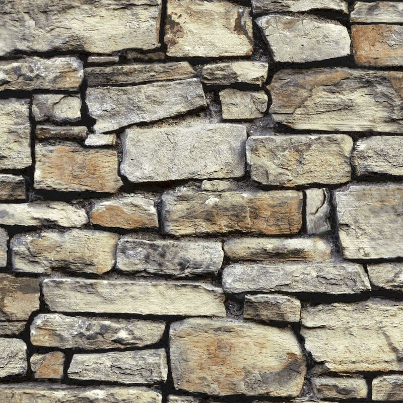 YOL - Arthouse Wallpaper Cornish Stone Photographic Effect Realistic 3D Rustic Brick for Living Spaces & Feature Walls, Kitchen Bedroom Hallway