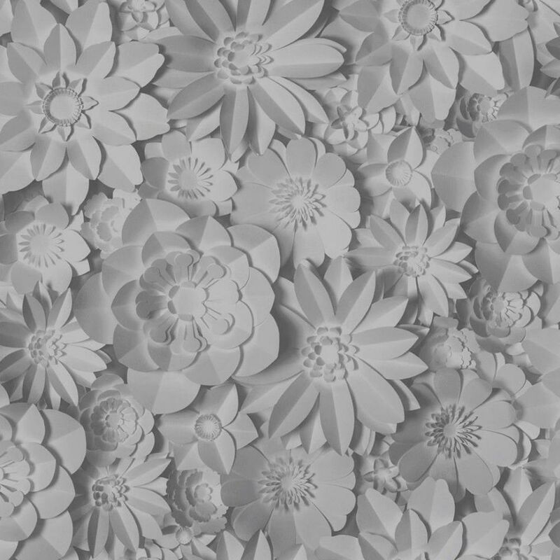 Fine Decor - 3D Effect Floral Wallpaper Washable Flowers Dimensions Grey