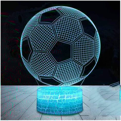 3D Football Lamp, Besrina LED Night Light Illusion Lamps 7 Color Changing Touch Control USB Optical Desk Lamp, Bedside Lamps for Kids Christmas Birthday Best Gift Toy