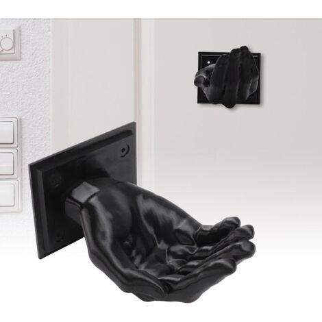 3D-gedruckter, multifunktionaler Wandhaken – Schwarzes PLA-Modell in Handform – Tragkraft bis zu 185 g für Jacken, Taschen, Schlüssel – 4 Schrauben im Lieferumfang enthalten