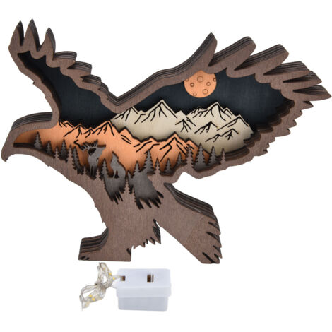 3D-geschnitzter Holzadler mit LED-Beleuchtung – Handgefertigte Weihnachtsdekoration und Geschenkidee zum Erntedankfest
