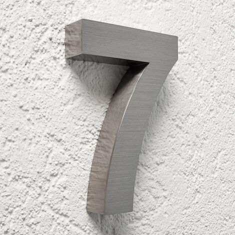 3D Hausnummer 7 Edelstahl V2A unbeleuchtet Arial