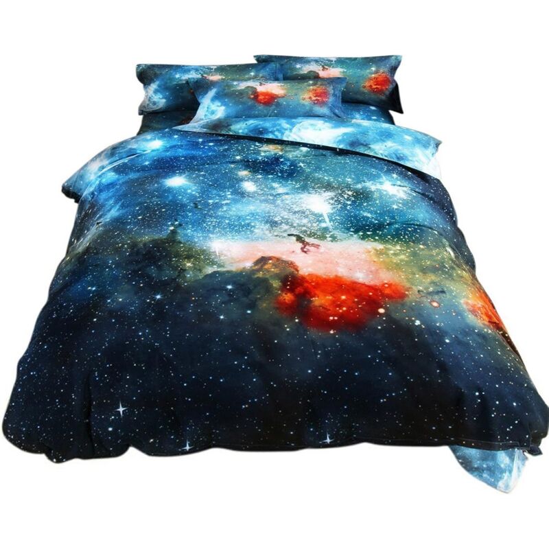 Shining House - 3D Housse de Couette Galaxie Taie d'oreiller Set Double, Taille de Lit: 1.5-2.0M