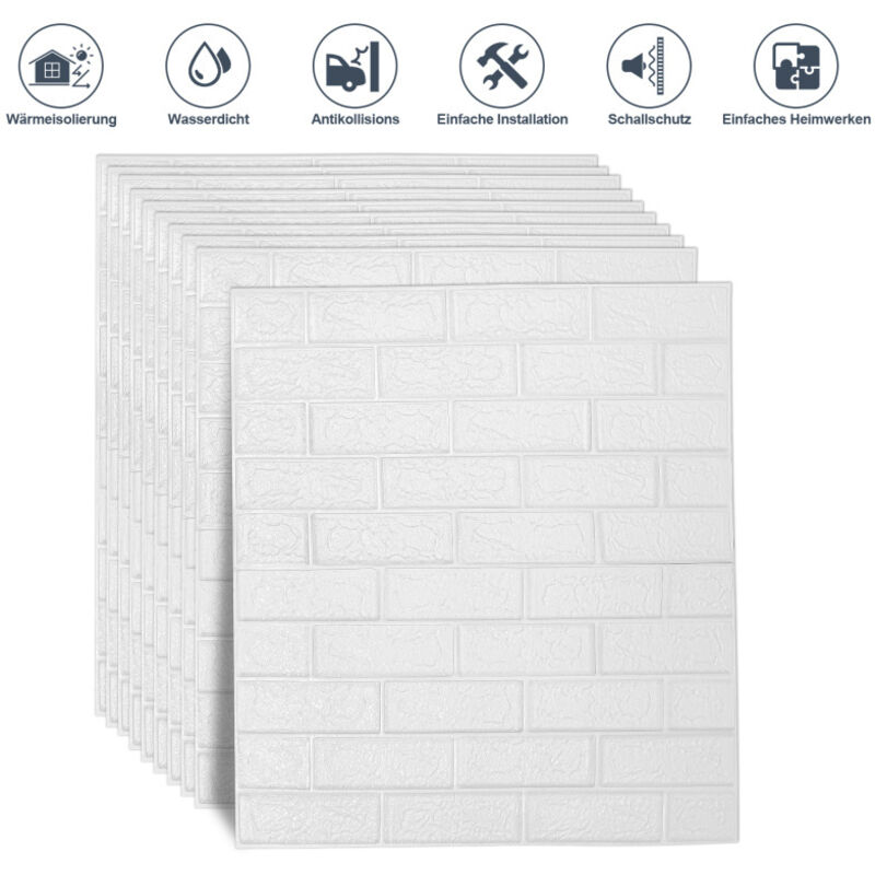 3D imperméable à l'eau carreaux de mur de briques 70x77cm autocollants panneau de mousse auto-adhésif (10pcs ensemble )