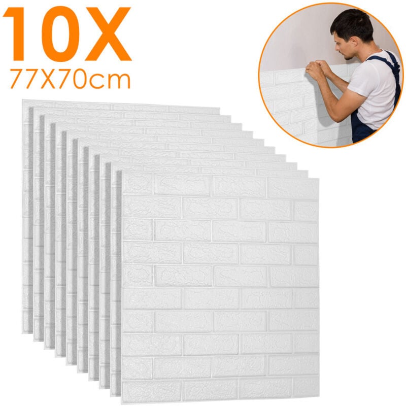 3D imperméable à l'eau carreaux de mur de briques 70x77cm autocollants panneau de mousse auto-adhésif (10pcs ensemble )