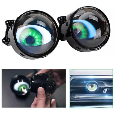3D LED фарове халогени дяволски очи Devil Eyes с лупи 3 инча 8см 12V с мобилно приложение