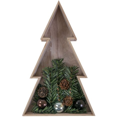 3D LED Holz-Weihnachtsbaum 28 cm Holztanne Weihnachten Leuchtbaum Tischdeko Echtholz - Weiß