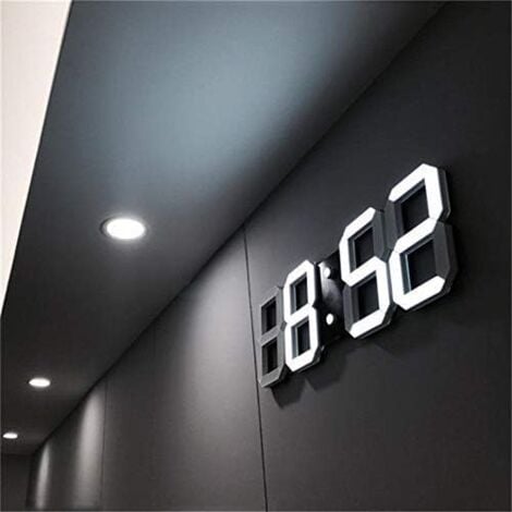 XUIGORT 3D LED Wall Clock, Modern Digital Alarm Clock for Home, Kitchen, Office, Bedside Table, Wall Clock, 24 or 12 Hour Display