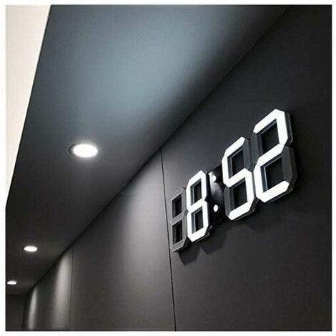 3D LED Wall Clock, Modern Digital Alarm Clock for Home, Kitchen, Office, Bedside, Wall Clock, 24 or 12 Hour Display