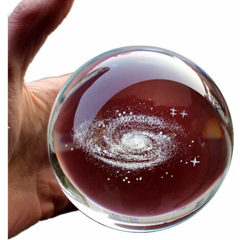 3D Milky Way Galaxy 80Mm Boule De Verre Cristal Avec Base En Cristal Jouets D'Apprentissage Cadeau Éducatif Pour Les Enfants