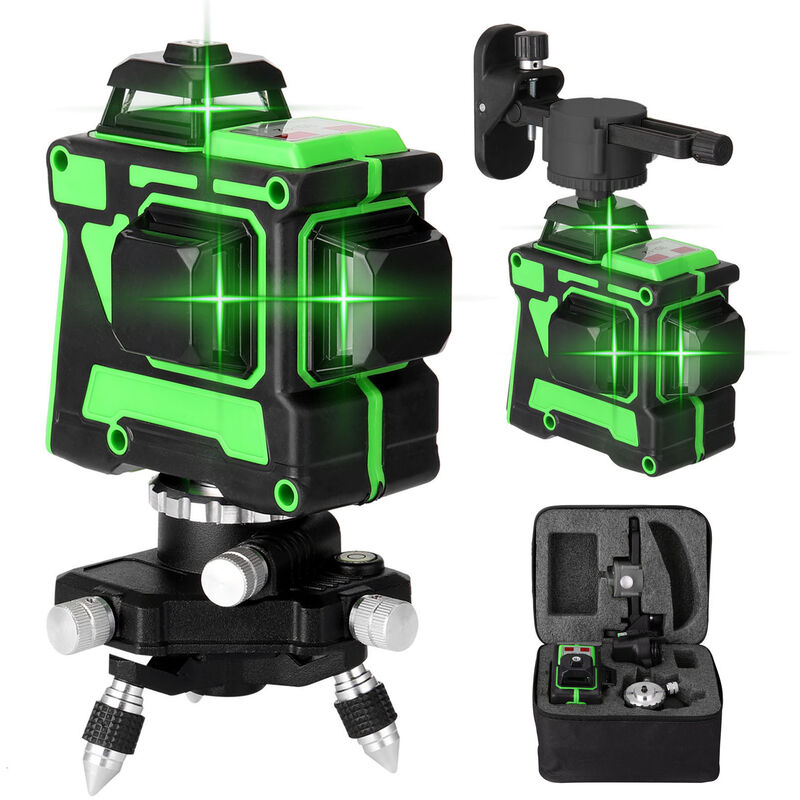 

Happyshopping - 3D multifuncional, herramienta de nivel laser de 12 lineas, con funcion de autonivelacion,Multicolor, enchufe de la UE con soporte de