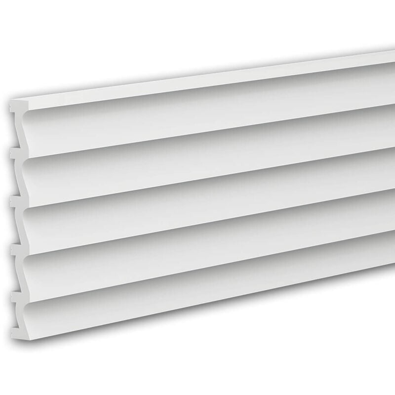 3d panneau mural Profhome 659801 Lambris mural Panneau acoustique Cimaise Frise Moulure en stuc Moulure décorative design moderne blanc 2 m