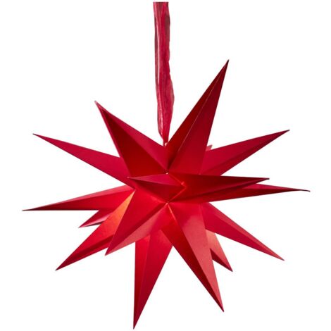 3D Papierstern ,December' in Rot, mehrzackig, mit Aufhängung, Ø 43cm