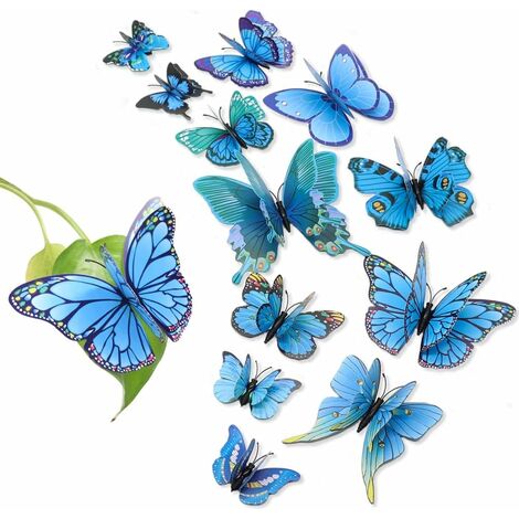 Sticker 3D - Papillon mix bleu et liberty