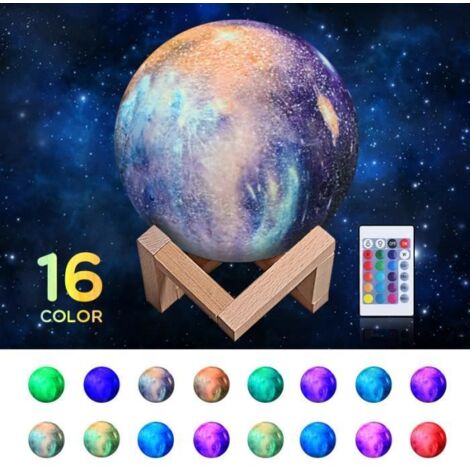 3D Planète lampe 16 couleurs lampe LED lune Veilleuse USB rechargeablemo5778