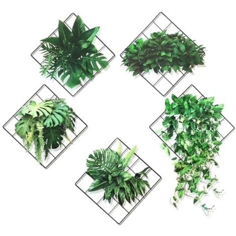 3D Plantes Stickers Muraux, Plante Verte Autocollant Mural, 5 Designs de Plantes Suspendues Sticker Mural, Décoration Murale pour Salon Chambre Cuisine