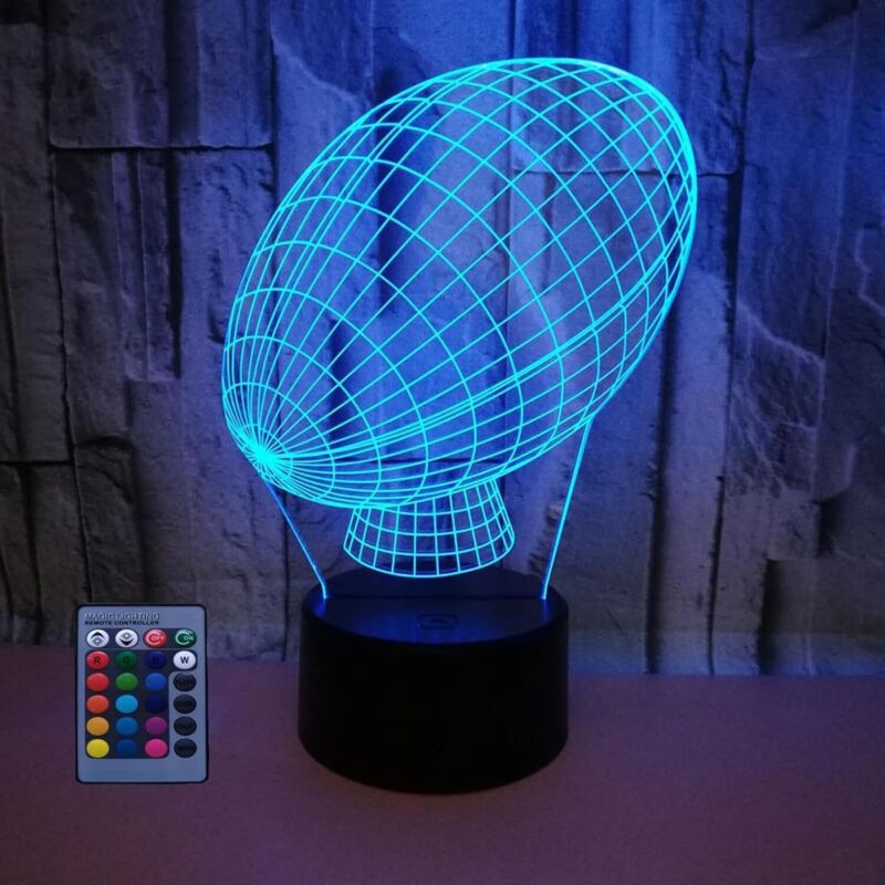 3D Rugby LED Lampe Art Déco Lampe Lumières LED Décoration Lampes Contrôle à distance 7/16 Couleurs Change Veilleuse USB Powered Enfants Cadeau