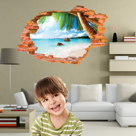 3D Selbstklebend Abnehmbar (8001F Coconut Sea Beach (23,6" x)