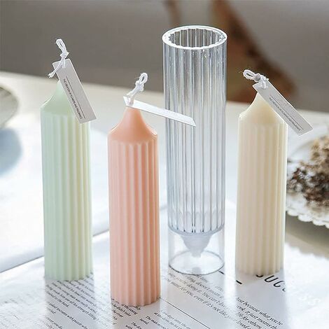 3D Silicone Mould Candle Mould DIY Handmade Aromatherapy Candle Mould Plastic Pillar Candle Mould for Making Candles Aroma Stones Soap (3.5 x 25 cm)