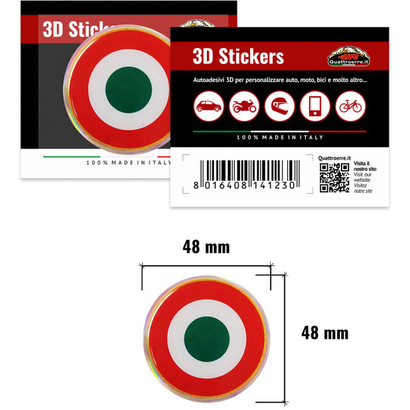 3D Sticker Coccarda Italia - Confezione: 1 PEZZO - Diametro: 48 MM