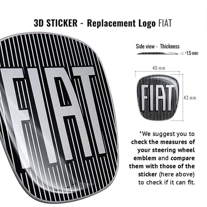 3D Sticker Fiat Interno Logo - Colore: NERO