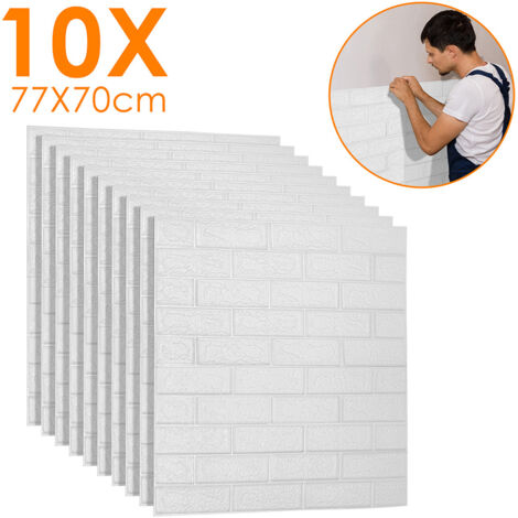 3D Tapete 10 tlg Wandtattoos Wandverkleidung Selbstklebend - 77x70cm Steinoptik Ziegel Tapete Moderne Wasserdicht Wandaufkleber für Wohnzimmer. Schlafzimmer