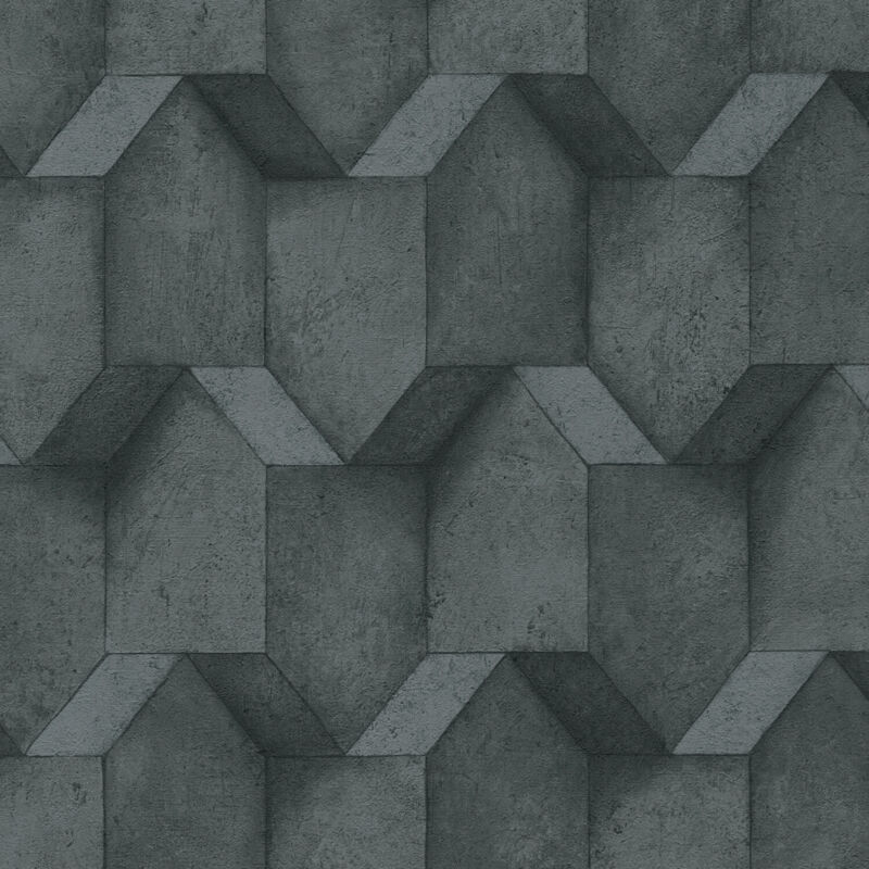 Profhome - 3d Tapete 388272 Heißgeprägte Vliestapete Strukturiert Mit Geometrischen Formen Matt Anthrazit Grau Schwarz 5, 33 M2