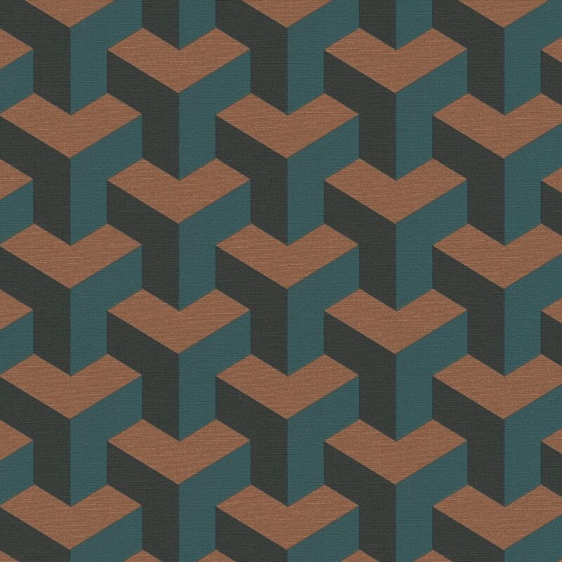 Profhome - 3d Tapete 781502 Heißgeprägte Vliestapete Strukturiert Mit Grafischem Muster Dezent Schimmernd Blau Grün Anthrazit Bronze 5, 33 M2