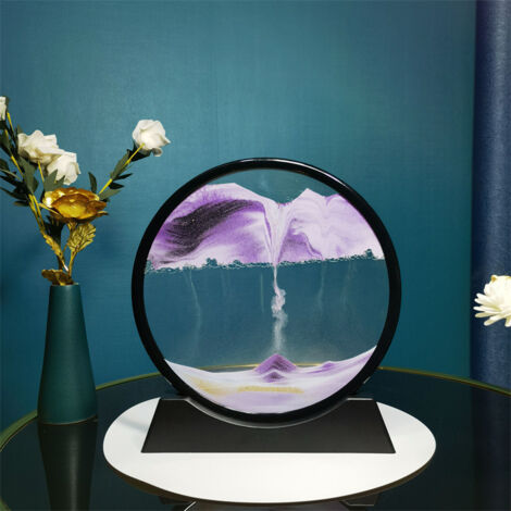3D-Treibsandrahmen, Unterwasserlandschaft, rundes Glas für Büro- und Wohndekoration – ein entspannendes Geschenk für Liebhaber schöner Objekte