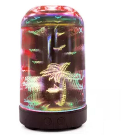 3D-Ultraschall-Luftbefeuchter in Kokosnussbaumform mit LED und Aromatherapie (100-240 V)