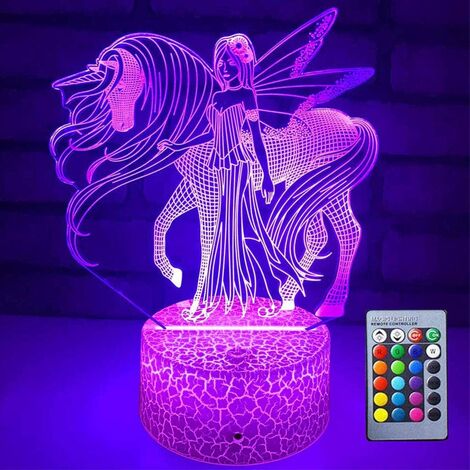 3D Unicorn Night Light for Kids Room, 16 Colors 3D Unicorn Illusion Night Light Lamp with Remote Control Unicorn Toys Light as Birthday Gifts for 1 2 3 4 5 6 7 8 Year Old Girl.-THSINDE