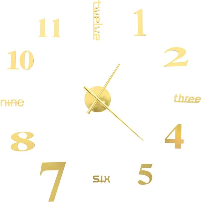 3D Wall Clock Modern Design 100 cm xxl Gold Vidaxl