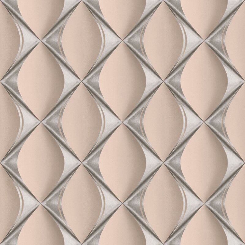 3D wallcovering wall Profhome 386914 hot embossed non-woven wallpaper slightly textured with geometric shapes shimmering pink silver antique pink