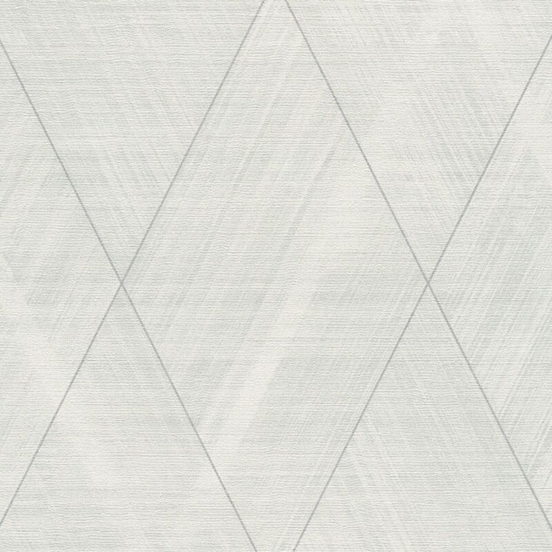 Profhome - 3d Wallcovering Wall 388243 Hot Embossed Non-woven Wallpaper Slightly Textured With Chevron Pattern And Metallic Highlights Grey Silver