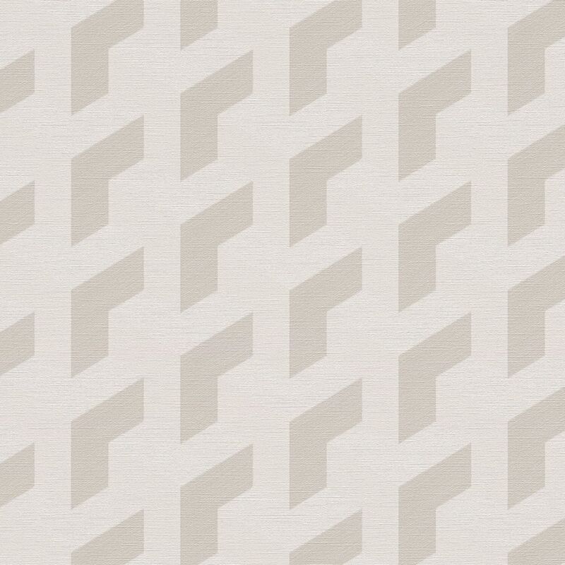 Profhome - 3d Wallcovering Wall 781504 Hot Embossed Non-woven Wallpaper Textured With Graphical Pattern Subtly Shimmering Grey White Silver Grey 5.33