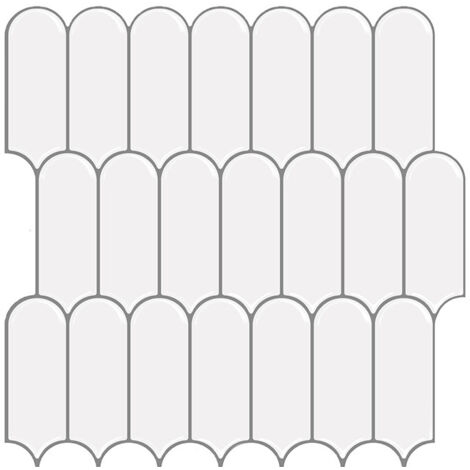 3D-Wandaufkleber, weiß, 30,5 x 30,5 cm, einteilig, selbstklebend, dick, dekorativer Aufkleber in Keramikfliesenoptik für Küche und Bad.
