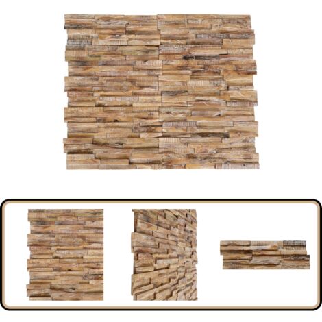 3D-Wandverkleidung 10 Stk. 1,01 m² Massivholz Teak - Wandverkleidung - Teakholzwand - Rustikaler Stil - Wohnzimmerdeko - Schlafzimmerdekor