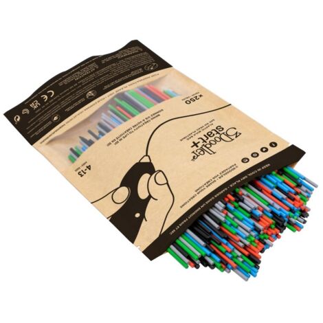 3Doodler Primary Pow Mixed Bag 250 Plastique compostable Bleu, Vert, Gris, Rouge 1 g