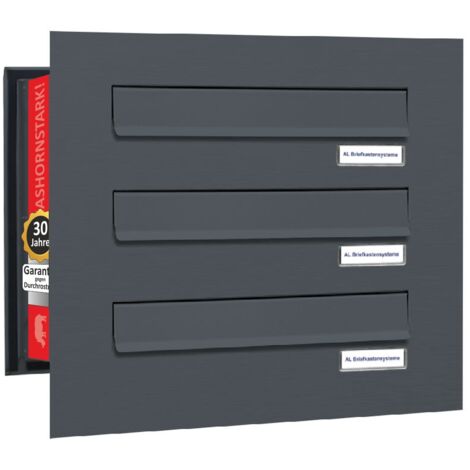 3er Briefkastenanlage für Mauerdurchwurf RAL 7016 Anthrazit