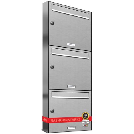 3er Edelstahl Briefkasten Anlage 3 Fach Wandbriefkasten Postkasten